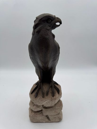 Falcon on a rock Decorative sculpture (20th...