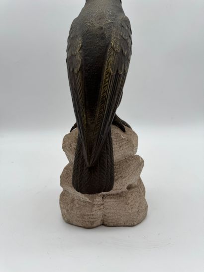 Falcon on a rock Decorative sculpture (20th...