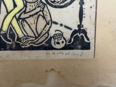 Monkey and pot scene
Color lithograph depicting...