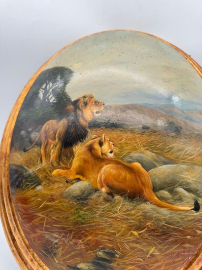Oil on curved wood - Lions in the savannah
Painting...