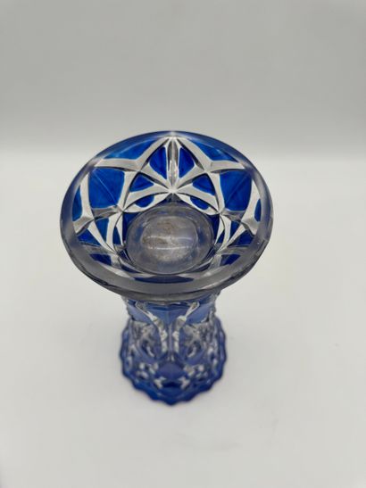 Blue cut glass vase - Bohemian crystal style...