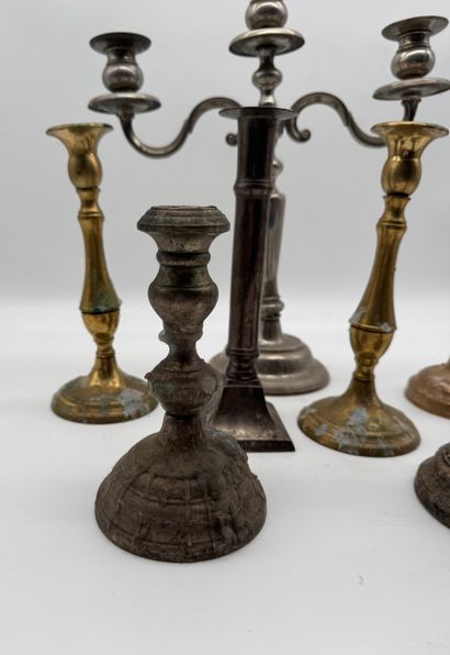 Set of candleholders - Silver-plated metal,...
