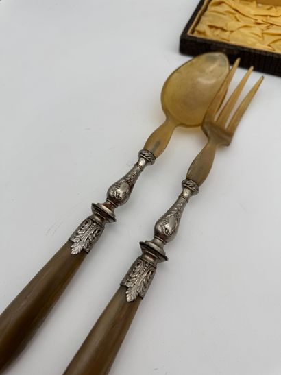 Salad service - Sterling silver and horn
Set...