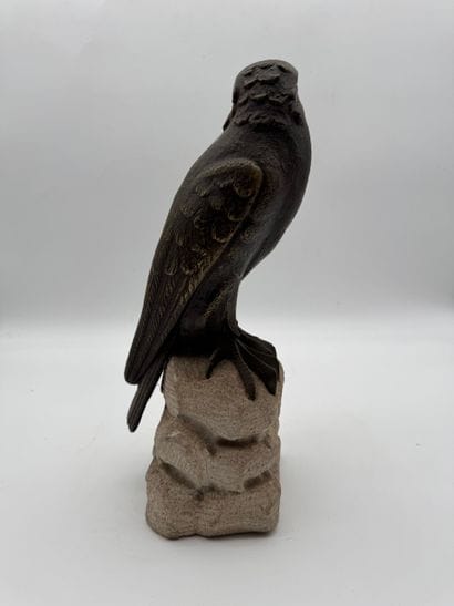 Falcon on a rock Decorative sculpture (20th...