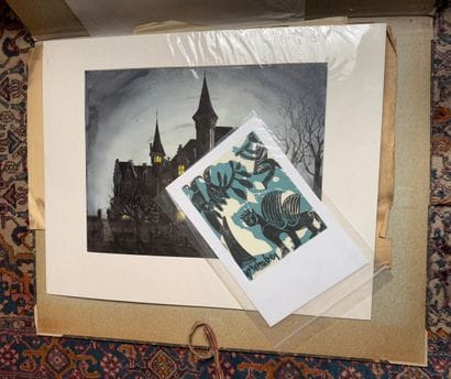 Lot of lithographs and architectural drawings
Set...