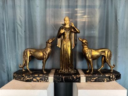 Menneville et Rochard - Group with greyhounds...