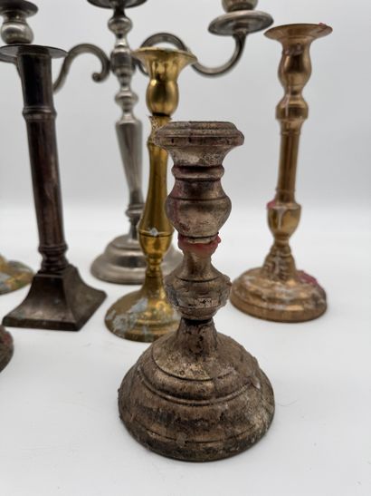 Set of candleholders - Silver-plated metal,...