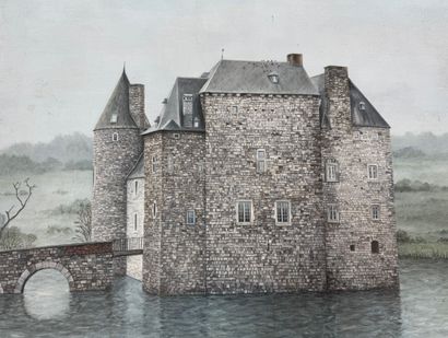 Bodo Rütten (né en 1944) Château au lac
Huile...