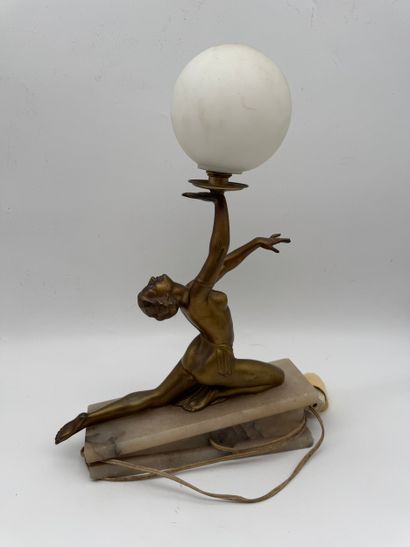 Art Deco lamp - Dancer with luminous sphere...
