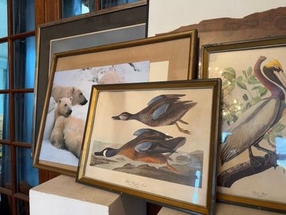 Lot of 7 framed pieces Various techniques
Set...