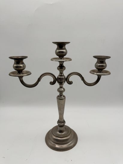 Set of candleholders - Silver-plated metal,...