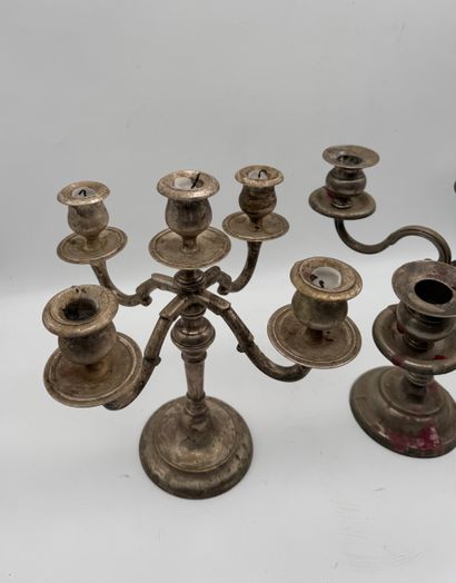 Pair of five-light candlesticks - Silver-plated...