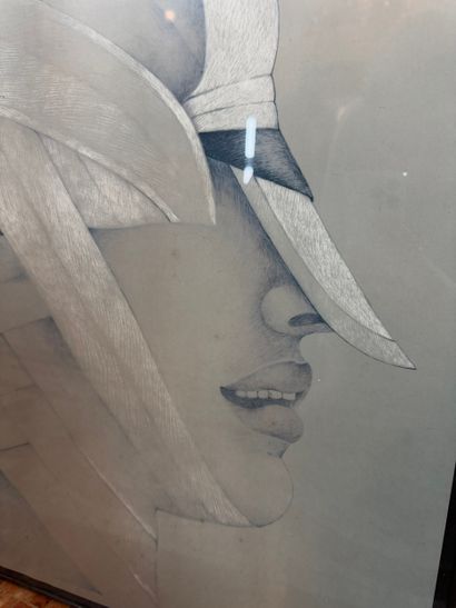 Femme à la coiffe stylisée, 1976
Dessin en...