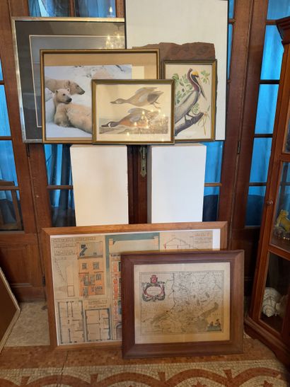 Lot of 7 framed pieces Various techniques
Set...