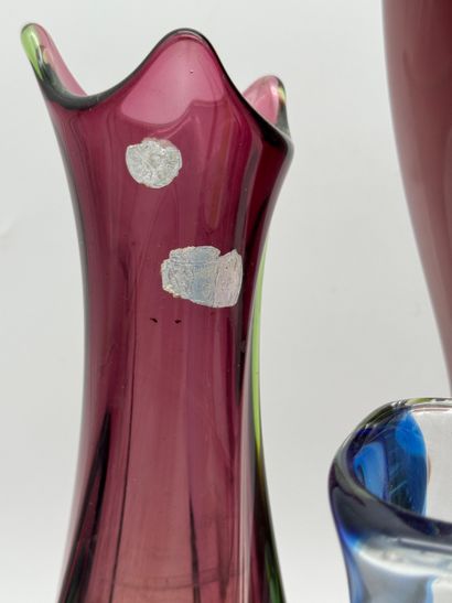 Set of 5 glass vases, in the Val Saint-Lambert...