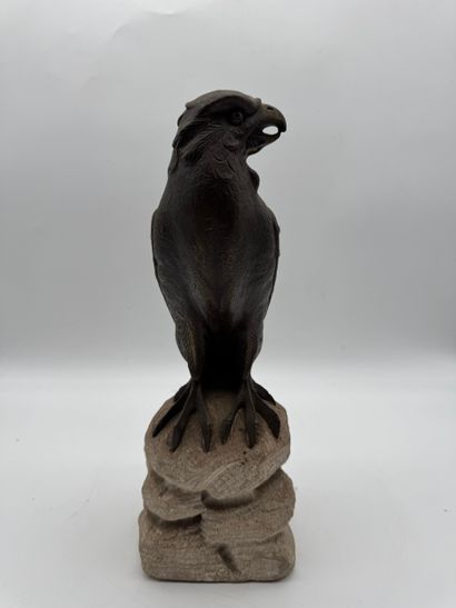 Falcon on a rock Decorative sculpture (20th...