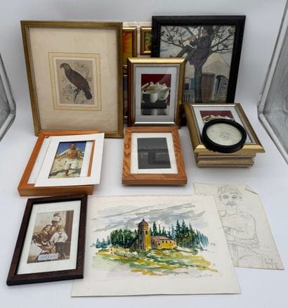Set of about twenty frames - Drawings and...