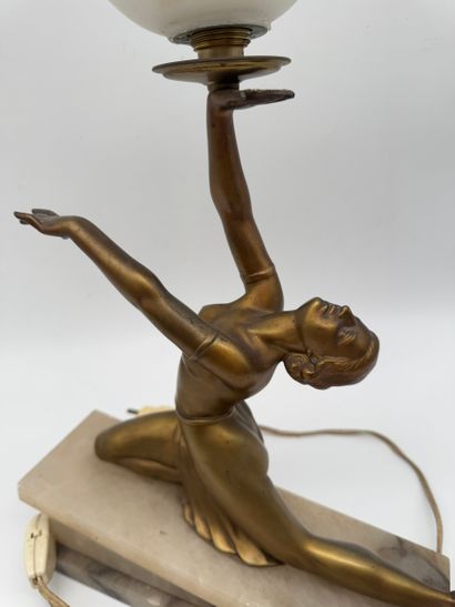 Art Deco lamp - Dancer with luminous sphere...