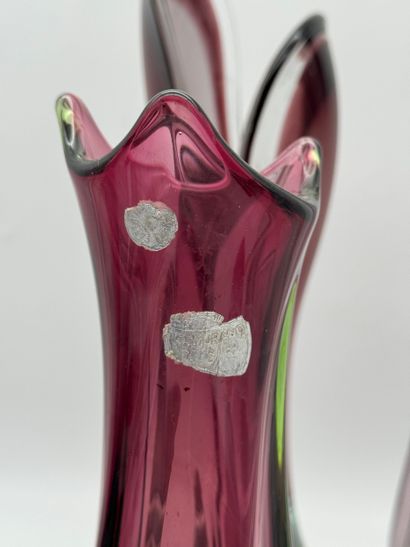 Set of 5 glass vases, in the Val Saint-Lambert...