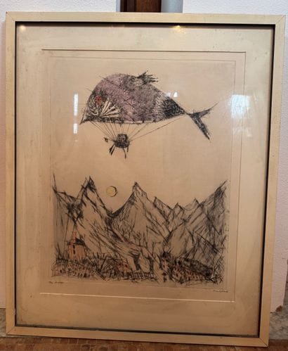 Hot-air balloon
Engraving on paper depicting...