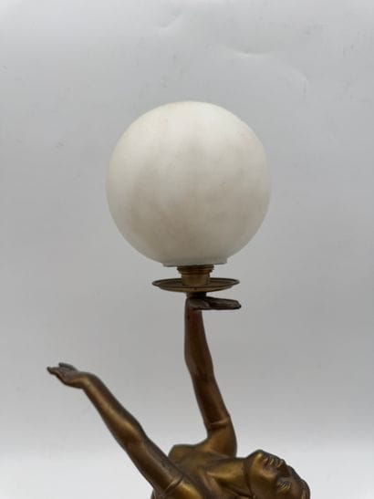Art Deco lamp - Dancer with luminous sphere...