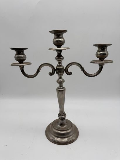 Set of candleholders - Silver-plated metal,...