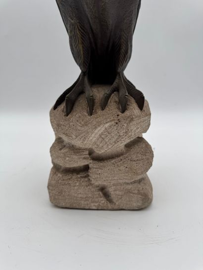 Falcon on a rock Decorative sculpture (20th...