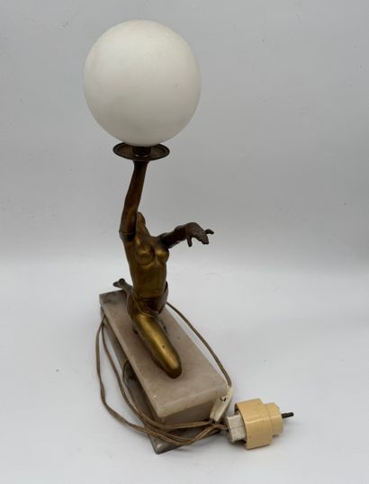Art Deco lamp - Dancer with luminous sphere...