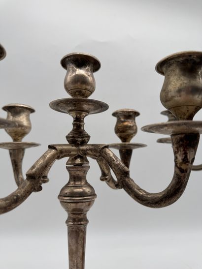 Pair of five-light candlesticks - Silver-plated...