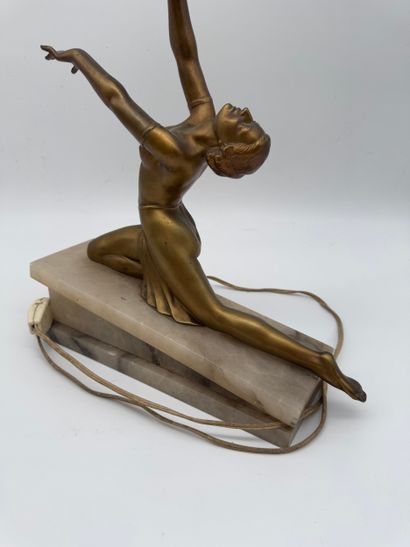 Art Deco lamp - Dancer with luminous sphere...