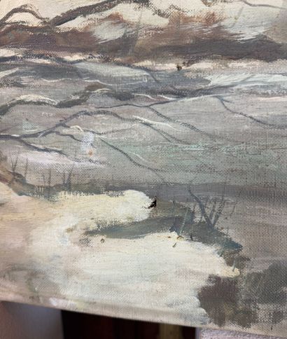 Franz Hoffmann, attribué à Sous-bois hivernal
Huile...