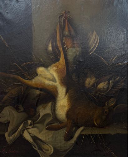 F. Leclerc Nature morte au lièvre et au pigeon
Huile...