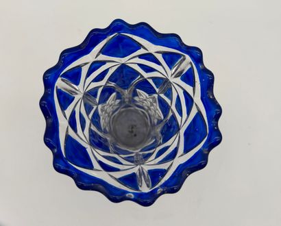 Blue cut glass vase - Bohemian crystal style...