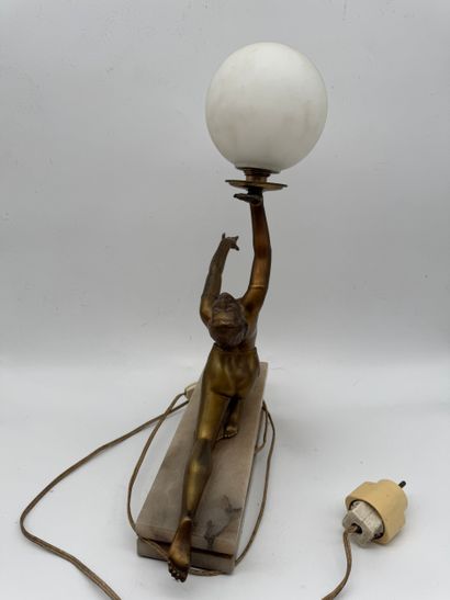 Art Deco lamp - Dancer with luminous sphere...