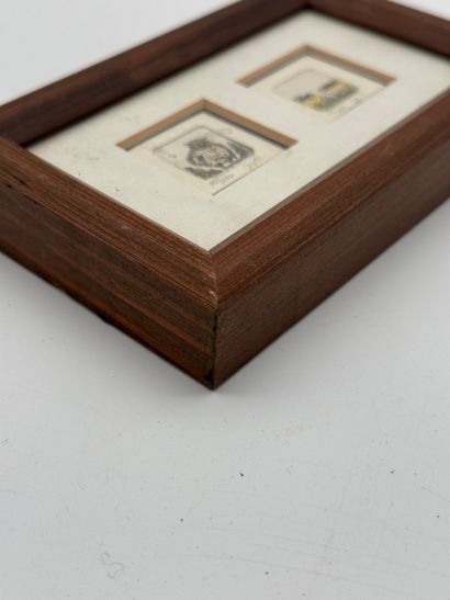 Suite of two miniatures: owl and rural scene
Two...