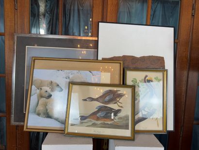 Lot of 7 framed pieces Various techniques
Set...