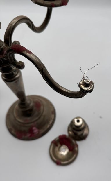 Pair of five-light candlesticks - Silver-plated...