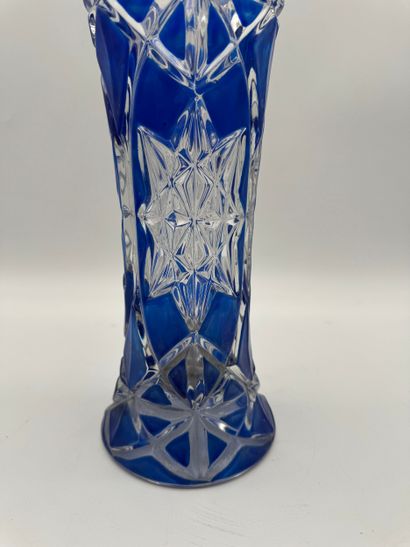 Blue cut glass vase - Bohemian crystal style...