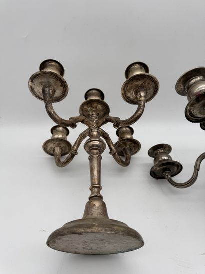 Pair of five-light candlesticks - Silver-plated...