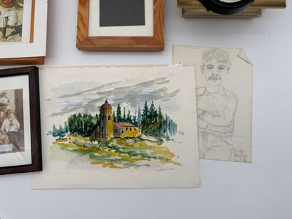 Set of about twenty frames - Drawings and...