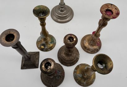 Set of candleholders - Silver-plated metal,...