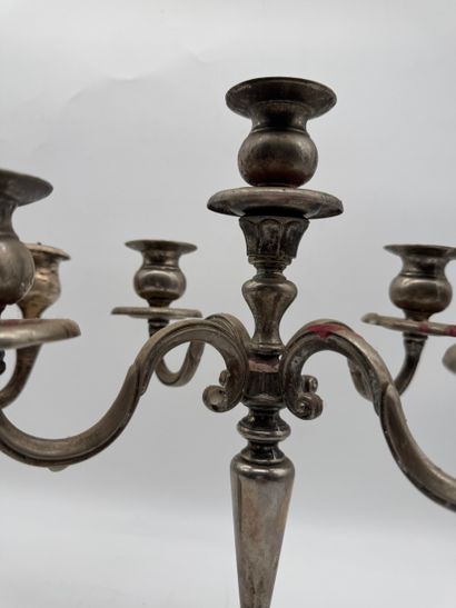 Pair of five-light candlesticks - Silver-plated...