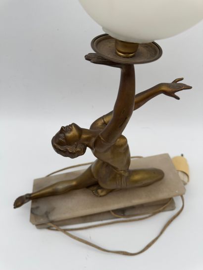 Art Deco lamp - Dancer with luminous sphere...