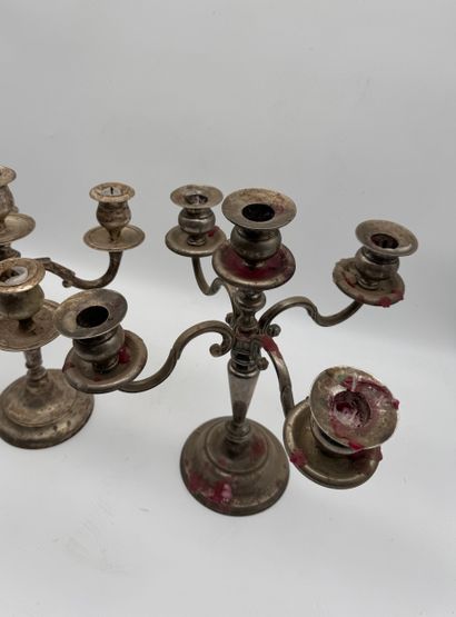 Pair of five-light candlesticks - Silver-plated...