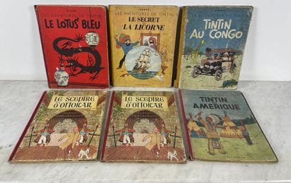Hergé - Tintin - Set of 6 albums : Original...