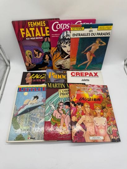 Set of nine adult comic books, including
-...