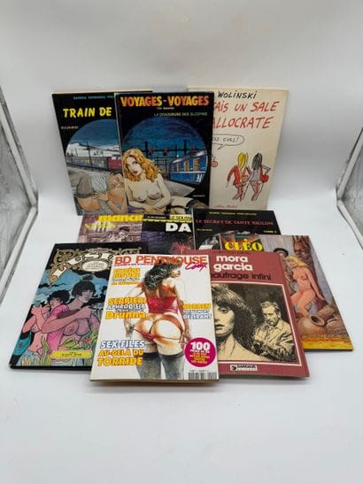 A collection of various comic books and erotic...