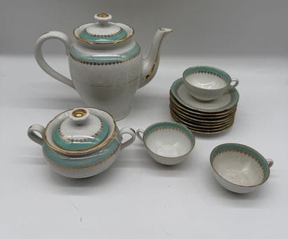 Glazed porcelain tea/coffee set with gold...