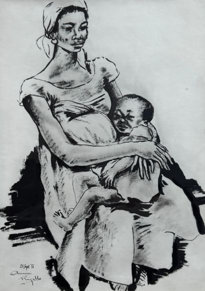 Annie Rigelle (XX siècle) - Maternité
Dessin...