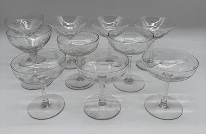 Lot de 10 coupes à champagne en cristal
Ensemble...